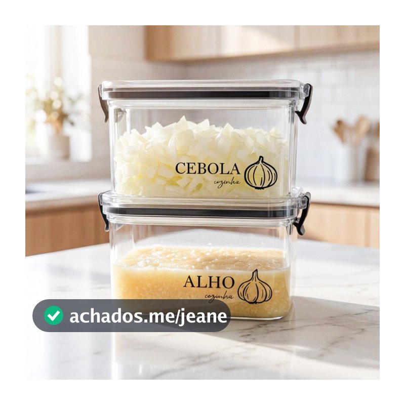 Potes Multiuso Herméticos Geladeira 460ml/950ml - Porta Mantimentos, Porta Alho, Porta Cebola e muito mais