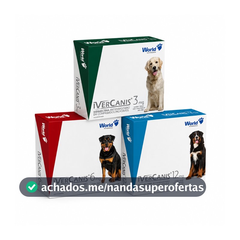Ivercanis 3mg 6mg 12mg Antiparasitário Sarnas Cães Blister 4cp
