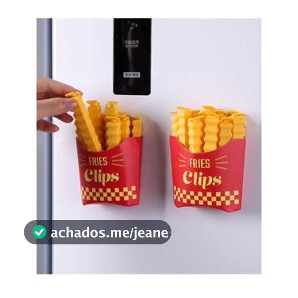 Prendedor de alimento em formato de Batatas Fritas com 12 Clipes De Vedação e Conservação