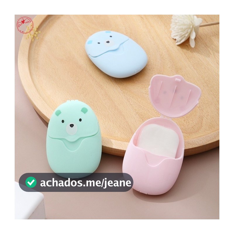 1 Case de 50 Pcs de papel sabão descartável portátil bonito em caixa de papel sabonete Mini fatia