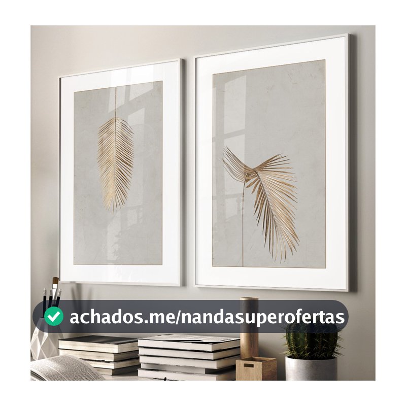 Quadro Minimalista Dourado Quadro Decorativo Com Moldura E Vidro Quadro Folhagem Quadro Pra Quarto