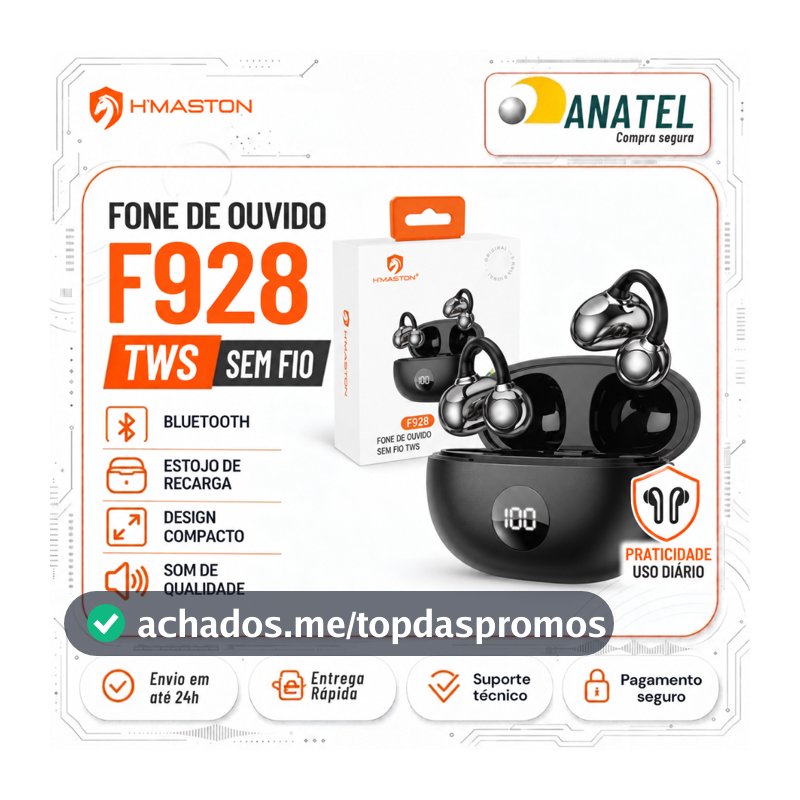 Fone de Ouvido Sem Fio Bluetooth Condução Óssea Clipe de Orelha Sem Fio Ear Clip Esportivo Corrida Academia Hmaston F928