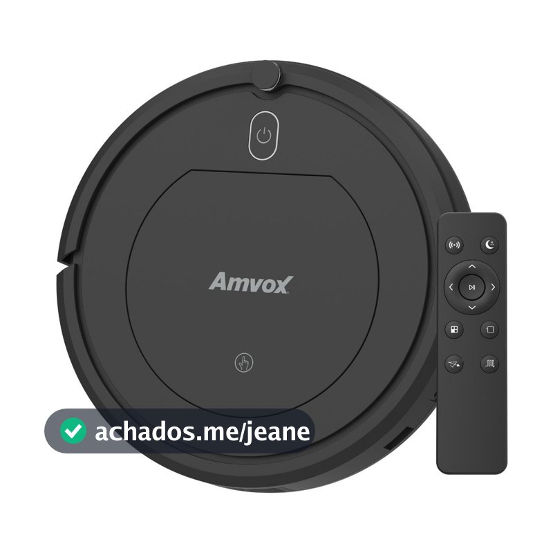 Robô Aspirador Amvox 3 Funções limpa, aspira e passa pano ASP 018 BLACK Bivolt