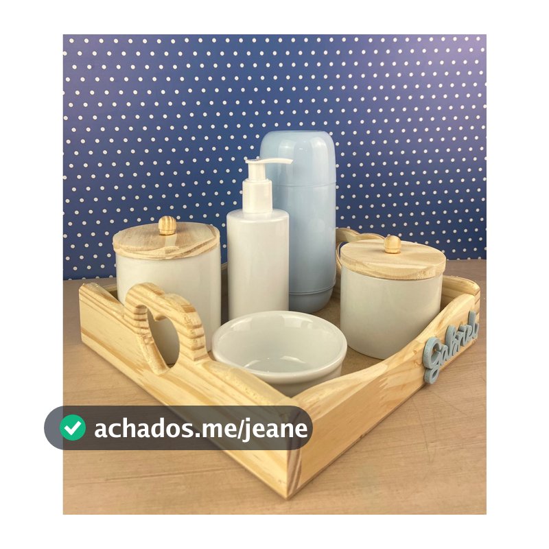 Kit Higiene Bebê Porcelana Pinus Coração Garrafa Nome Personalizado Menino