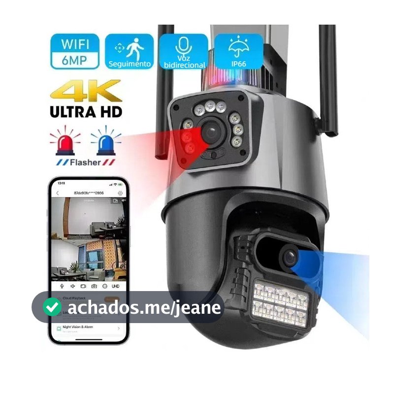 Camera Segurança Externa Lente Dupla 4k 6mp Sirene Policial  com Alarme YOOSEE/ICSEE