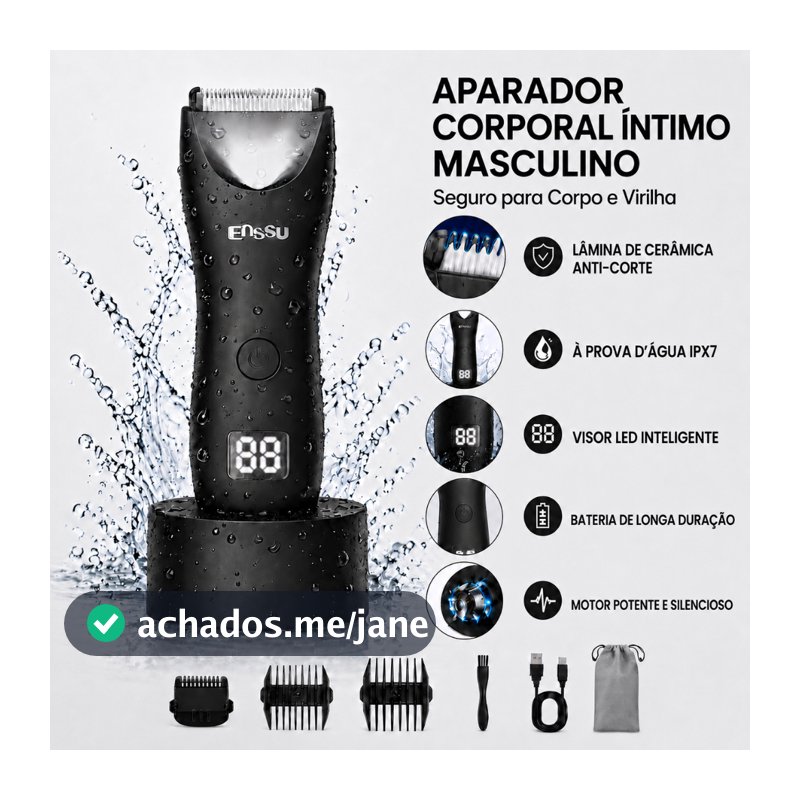 Aparador Pelos Masculino IPX7 Impermeável Corpo Inteiro Virilha Axilas Recarregável