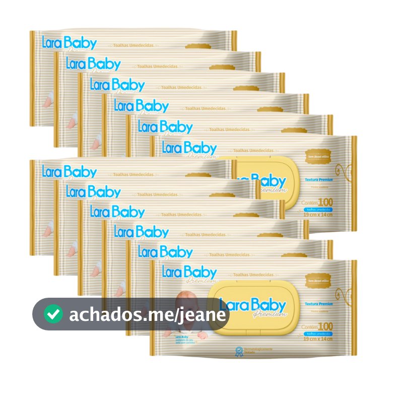 Kit C/12 Lenço Umedecido Lara Baby Premium 100 Unidades Total 1200
