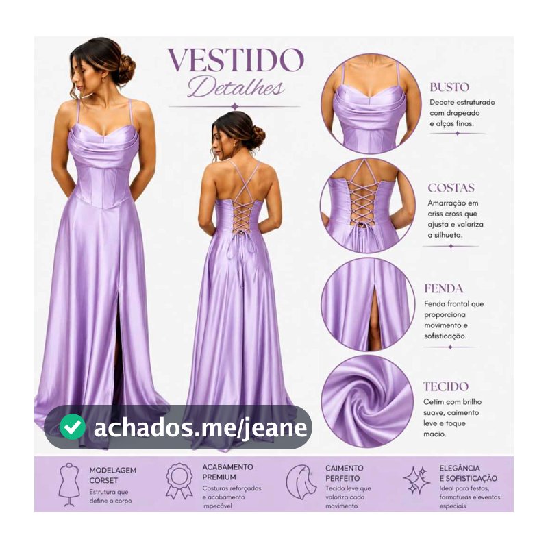 Vestido Longo de Festa Feminino Elegante Decote  Fenda Lateral Costas com Amarração Madrinha formatura luxo
