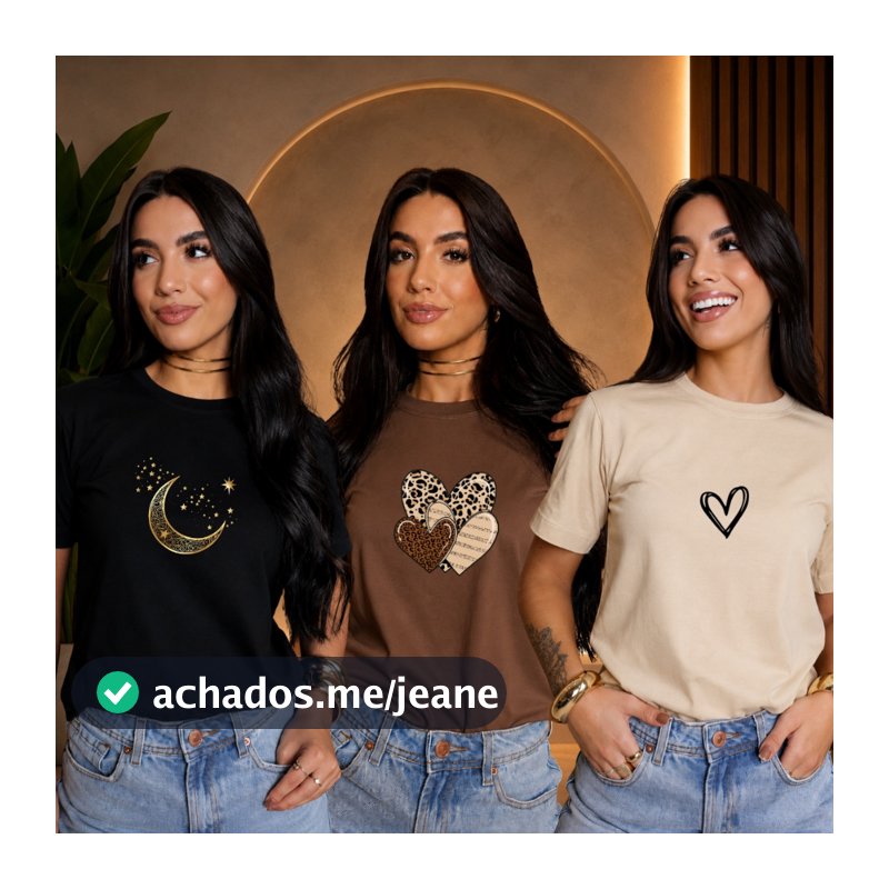 Kit 3 T-Shirt Estilosa Camiseta Estampada Feminina Promoção Atacado
