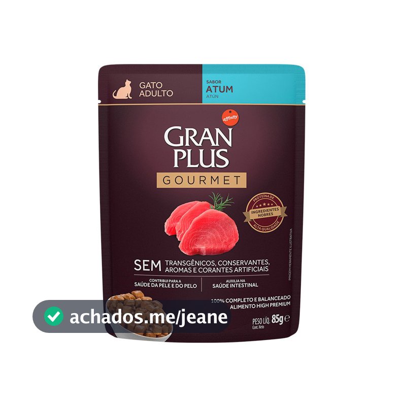 Ração Úmida Sachê GranPlus Gourmet Gatos Adultos Atum 85g