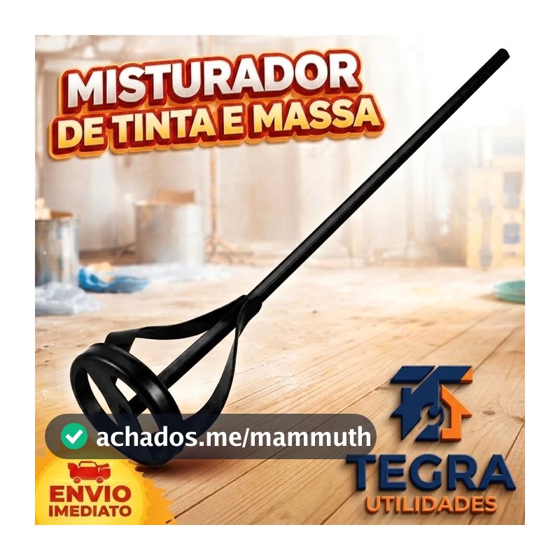 Misturador De Tinta E Massa Para Furadeira 52cm Aço Preto
