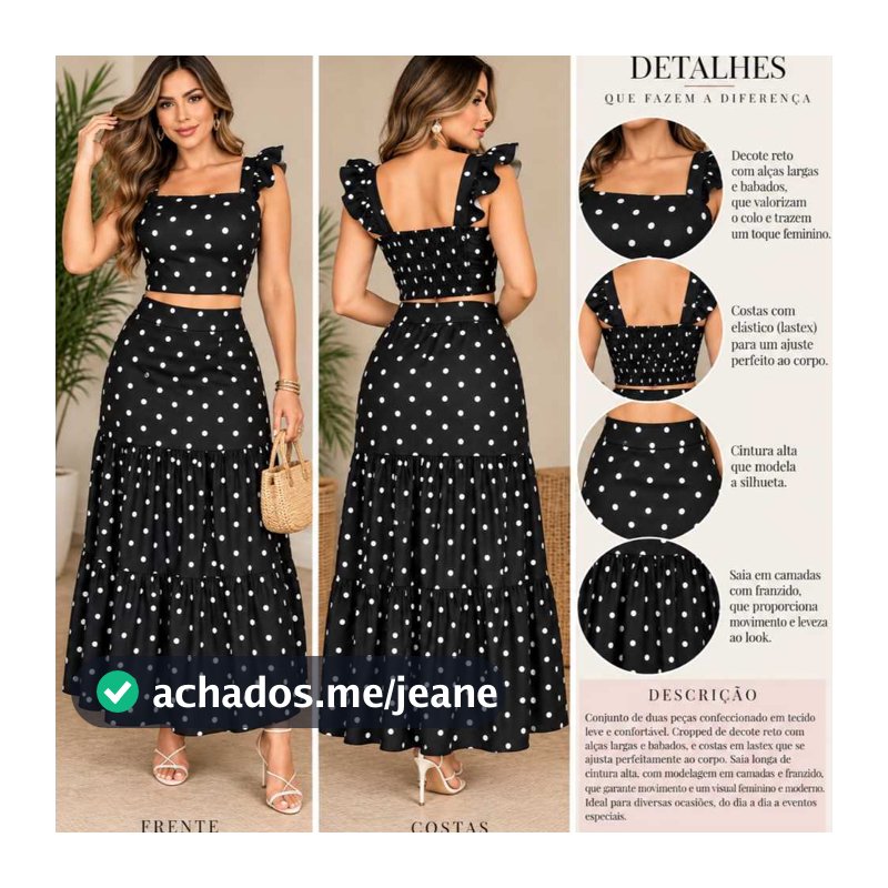 CONJUNTO LONGO FEMENIO SAIA E CROPPED COM BOJO ELASTEX NA COSTA ESTAMPA FLORAL