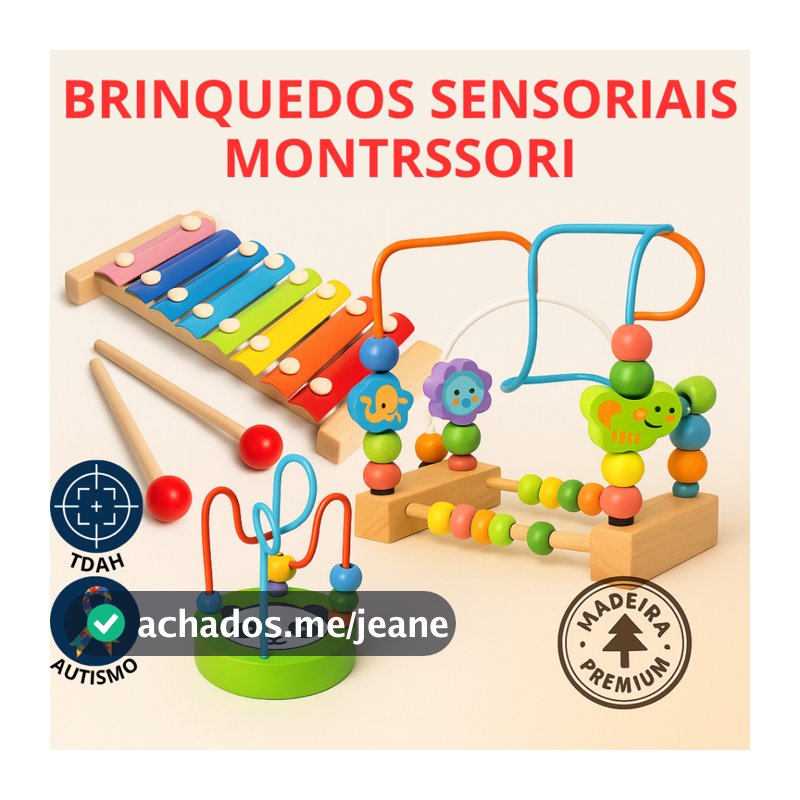 Brinquedos Sensorial Montessori Madeira Xilofone/Aramado Criança Autista TDAH  Estímulo Infantil