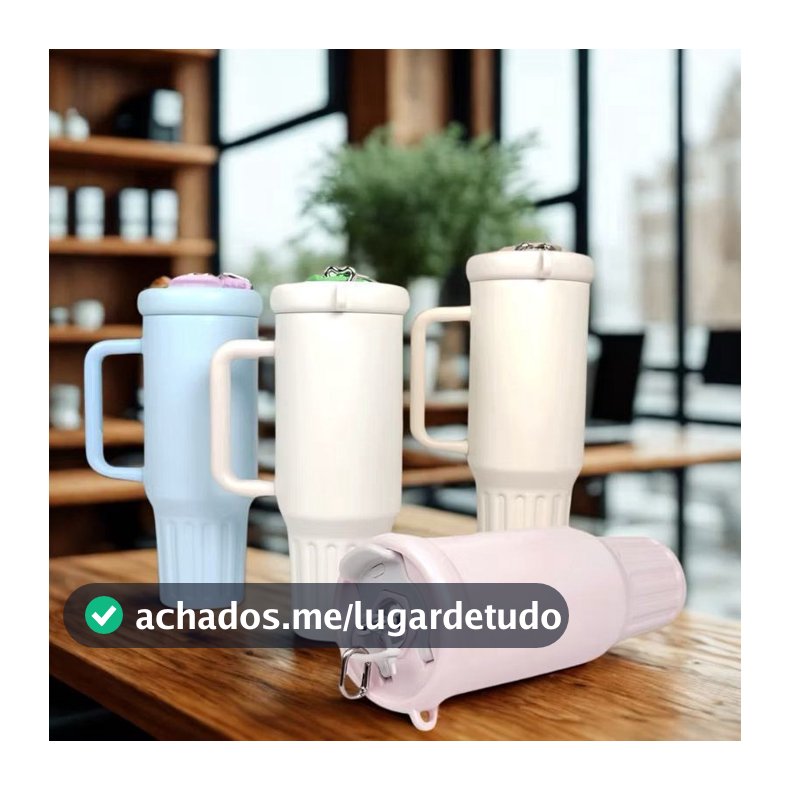 Copo Térmico 1200 ml Com Canudo Material Inoxidável Tampa 2 Funções Alça Aberto ou Fechada
