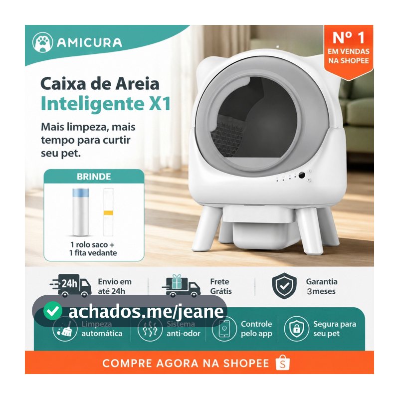 Caixa de Areia Automática Autolimpante Inteligente | App no Celular | Sensor de Segurança | Anti-Odor | Vários Gatos