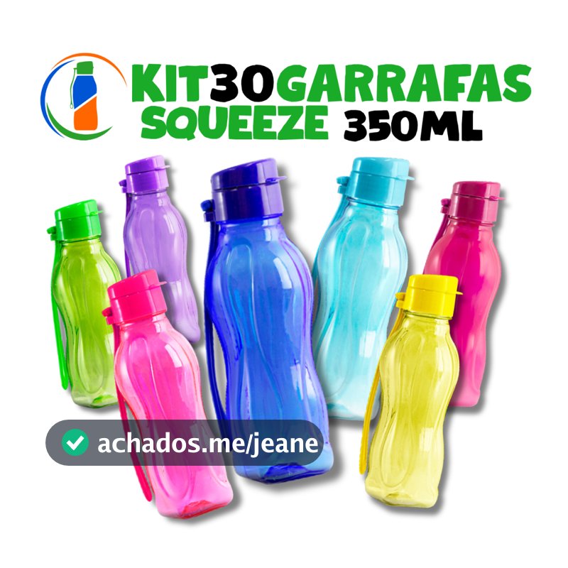 Kit 30 Garrafa Squeeze 350ml – Para Crianças, Esportes e Rotina
