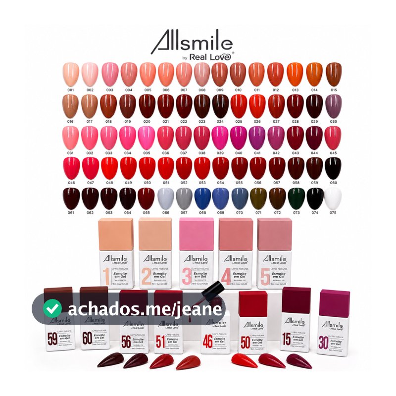 Kit Completo 76 Esmaltes em Gel Allsmile Real Love 10 ml 1-76