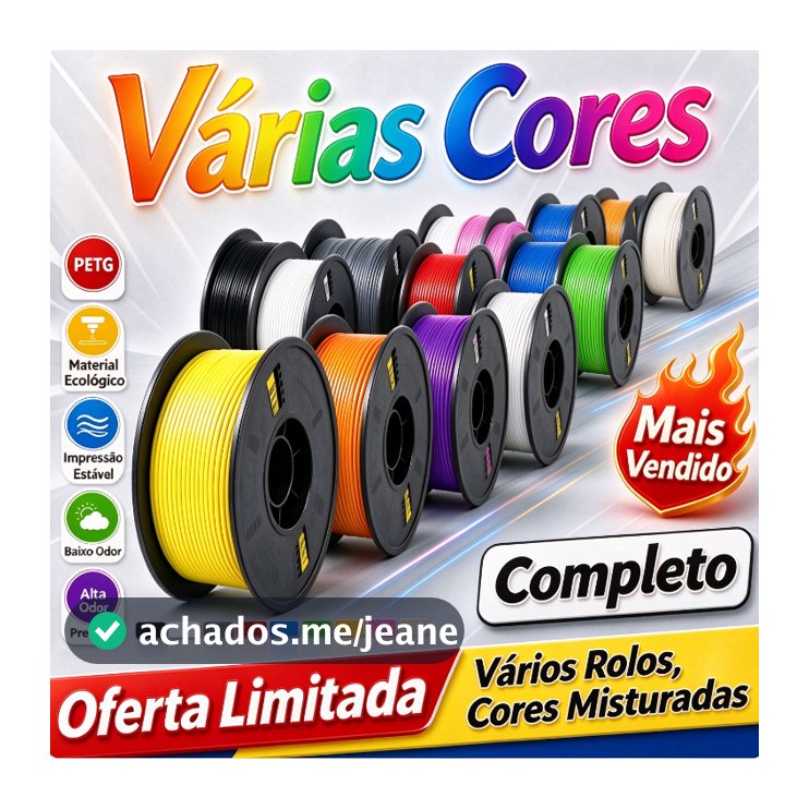 Filamento PETG 1kg 1.75mm Para Impressora 3D Alta Resistência Baixo Empenamento