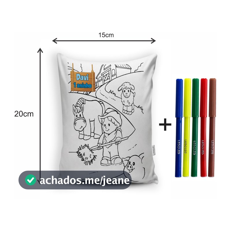 Almofadas Colorir 15x20 cm Lembrancinha Aniversario Qualquer tema Pinte e Lave