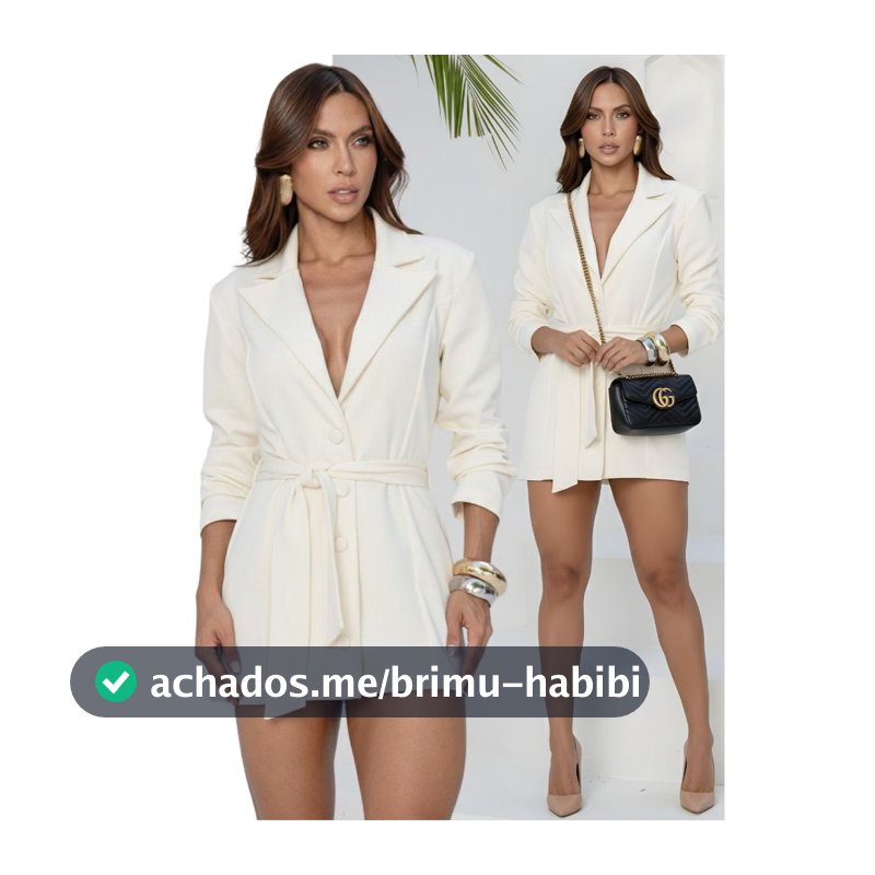 Macacão Curto Feminino Blazer Montaria Premium com Cinto Elegante Classico