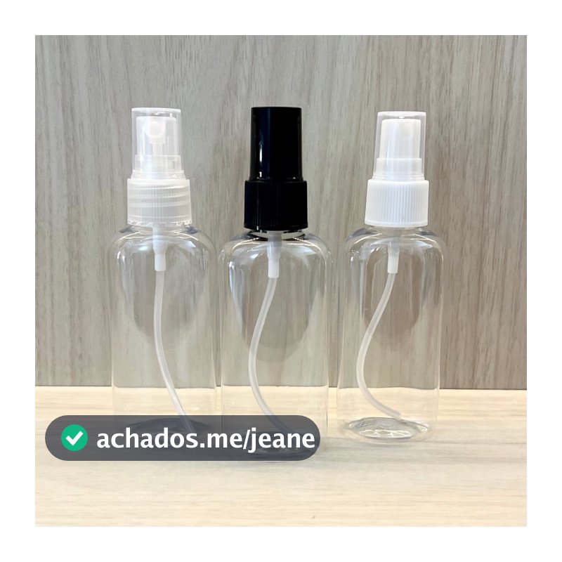 02 Frasco de plástico pet com borrifador spray 60ml oval