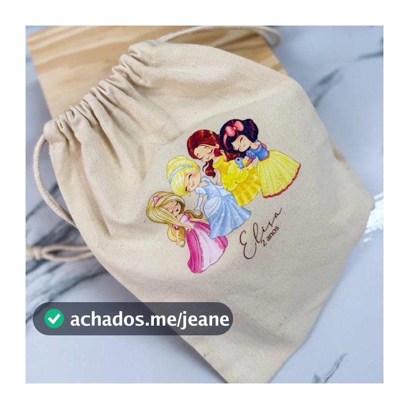 Sacola Personalizada Algodão Lembrancinha Festa - Princesas
