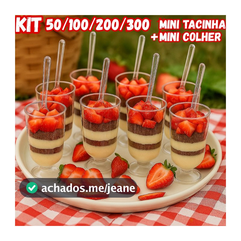 Kit 50/100/200/300 Mini Tacinha 30ml Colher Acrílico Doce Brigadeiro Festa Aniversário Sobremesa