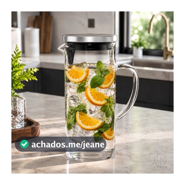 Jarra De Vidro Com Tampa Inox Borossilicato 1 Litro Suco Água