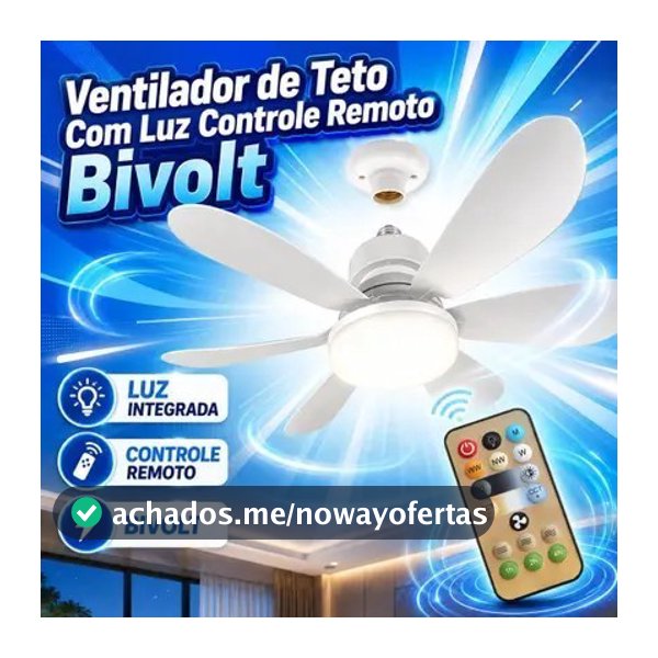 Ventilador de teto Com Luz 3 em 1 com  Controle Remoto Bivolt LED 110V-220V