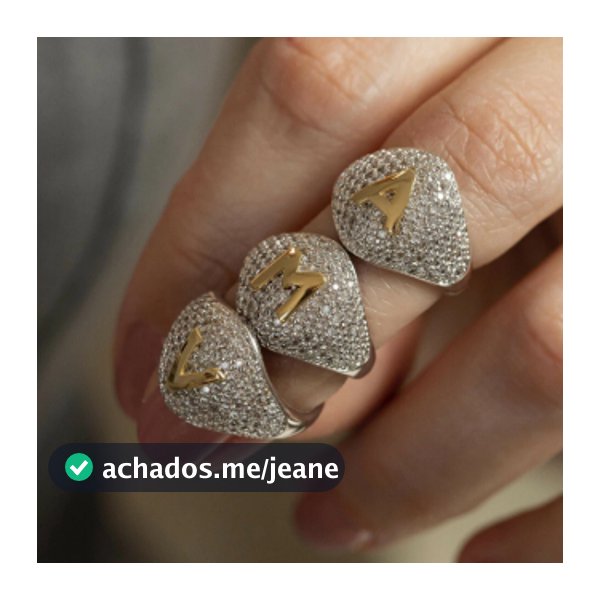 Anel de Dedinho Inicial Ajustável e Cravejado - Semijóia banhada a Ródio e Ouro 18k