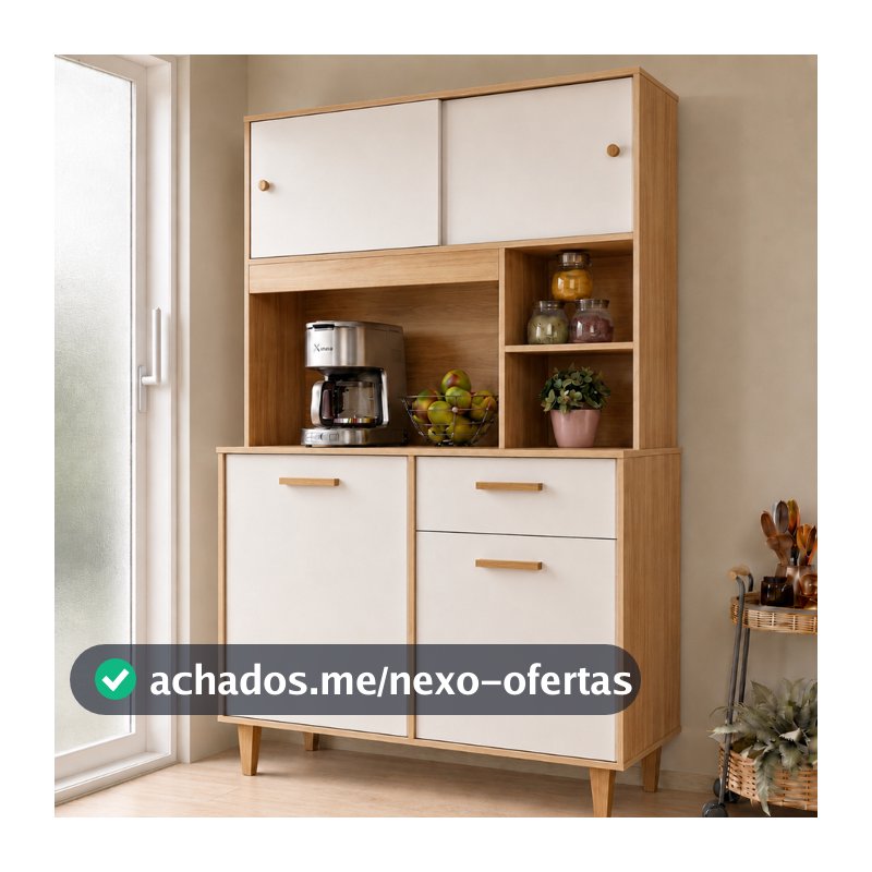 Armário de Cozinha Kit Compacto 180cm 4 Portas 1 Gaveta Organizadora Moderno - Blue Moby
