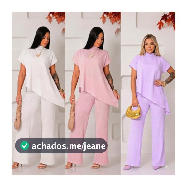 Conjunto Feminino Blusa Assimétrica e Calça Pantalona Em Malha Anarruga Premium