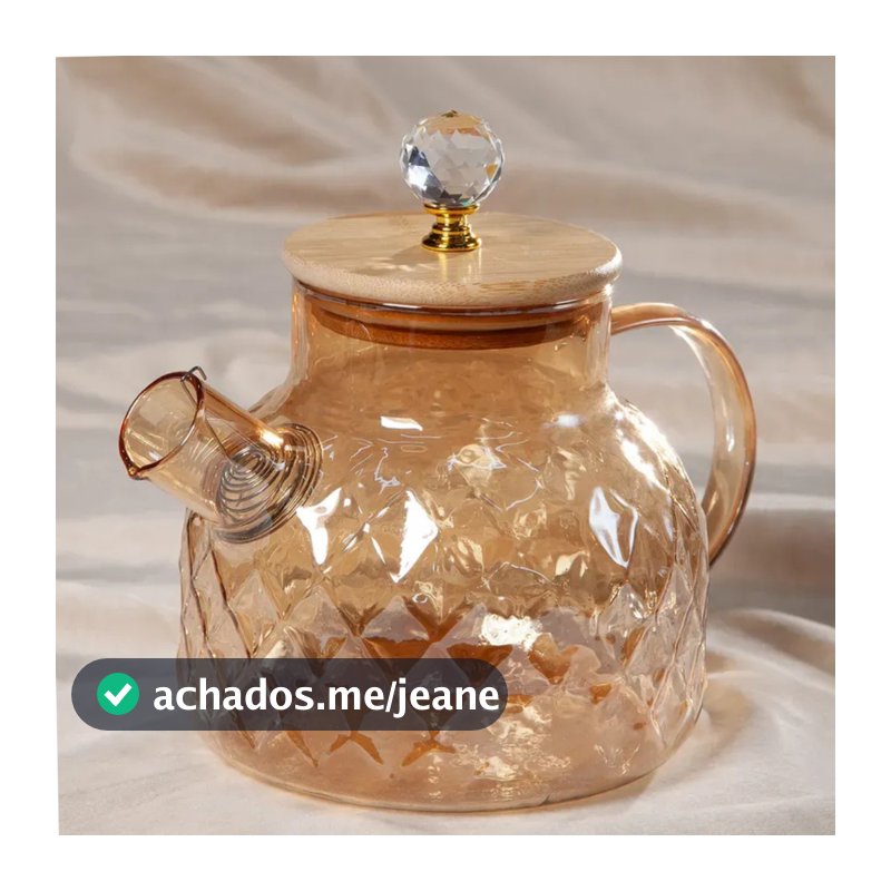Chaleira de Vidro Âmbar com Infusor 1L Bule Chá Resistente ao calor Para Café Cozinha