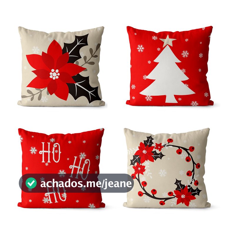 Kit 4 capas de almofadas natal elegante