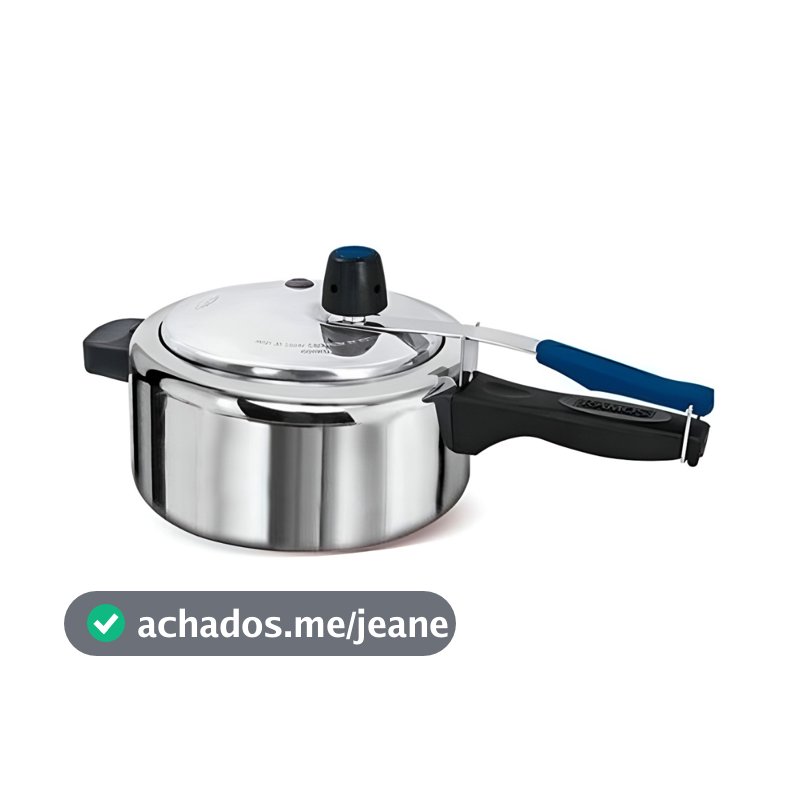 Panela de Pressão 2,5L cor POLIDA/PRETA ALUMINIO REFORÇADO