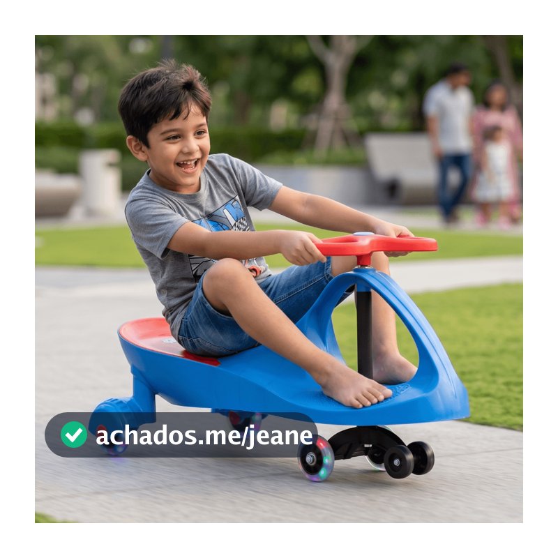 Carrinho Infantil Rolimã Gira Triciclo Roda Led Volante 360° Suporta 100kg Rosa Azul Vermelho Brinquedo Presente