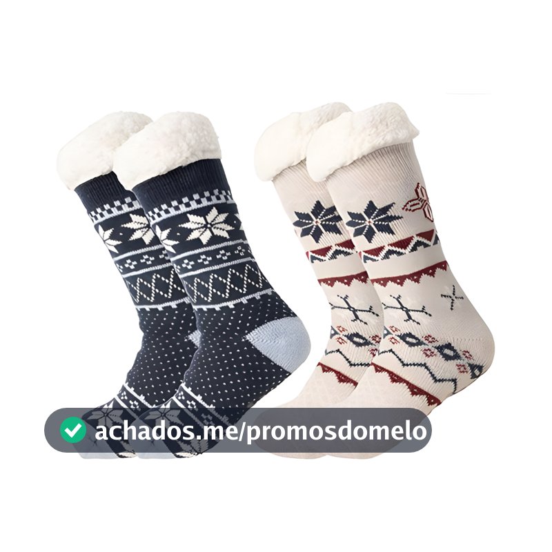 Meia Grossa Térmica Lã Forrada Cano Alto Pelinho Quentinha Inverno