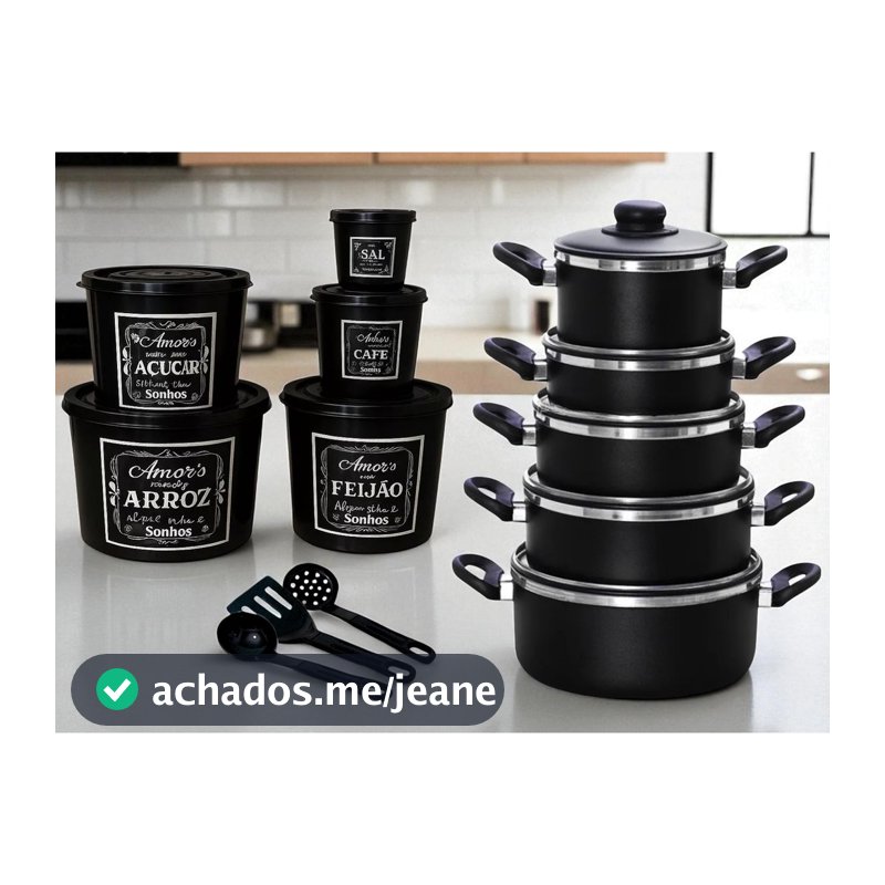 JOGO DE PANELAS Completo com POTE DE MANTIMENTOS para Cozinha