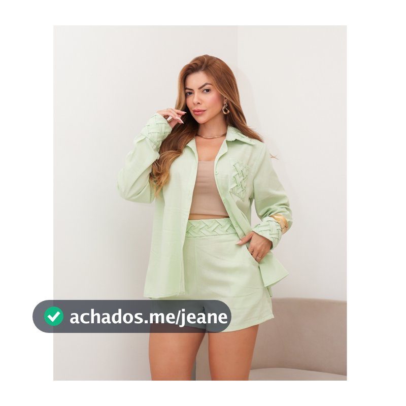 Conjunto Feminino Elegante Camisa Manga Longa Short Cintura Alta Confortável Moda Verão 3RD SD1939