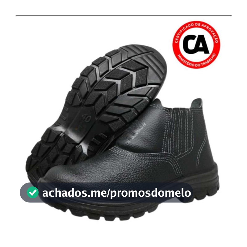Bota De Segurança Com C.A Em couro Bico PVC Unissex Butina Cano Medio