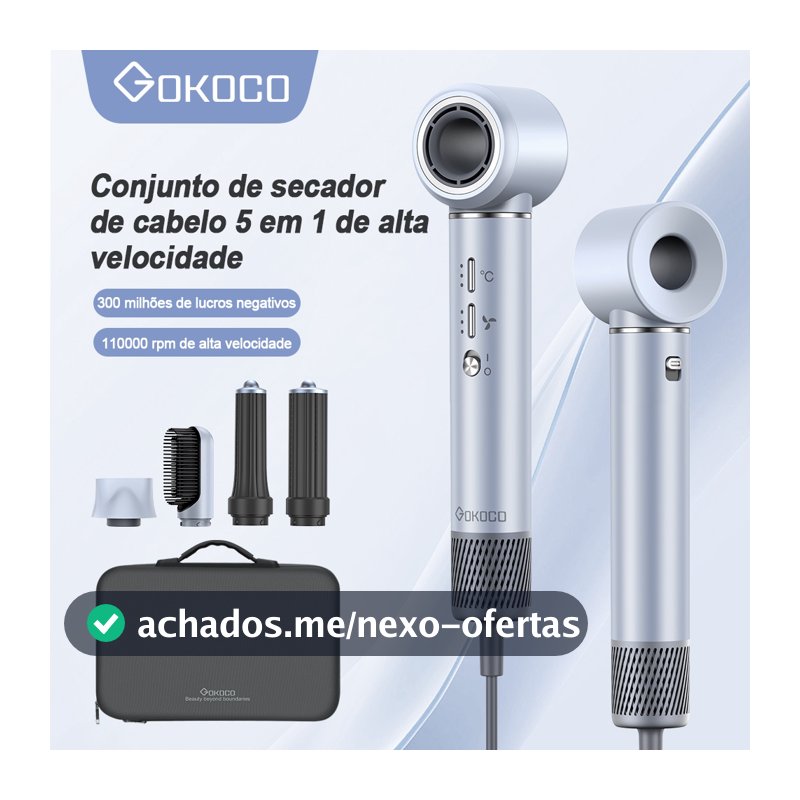 GOKOCO Secador De Cabelo Com Escova Magnética Multifuncional 5 Em 1 De Alta Velocidade Alisamento E Ondulação De Ar Quen