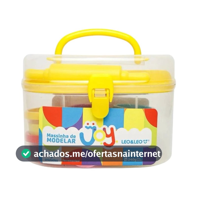 Kit Massinha de Modelar maleta 240g Joy - 8 Unidades + 15 Ferramentas Leo&Leo