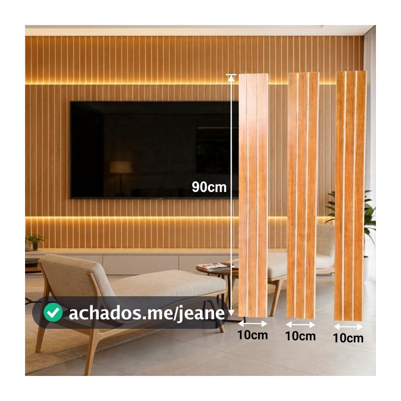 KIT 10 ATÉ 50 Revestimento Painel 90cmX10 De Parede Ripado Decorativo MDF Premium Autocolante - ENVIO FULL