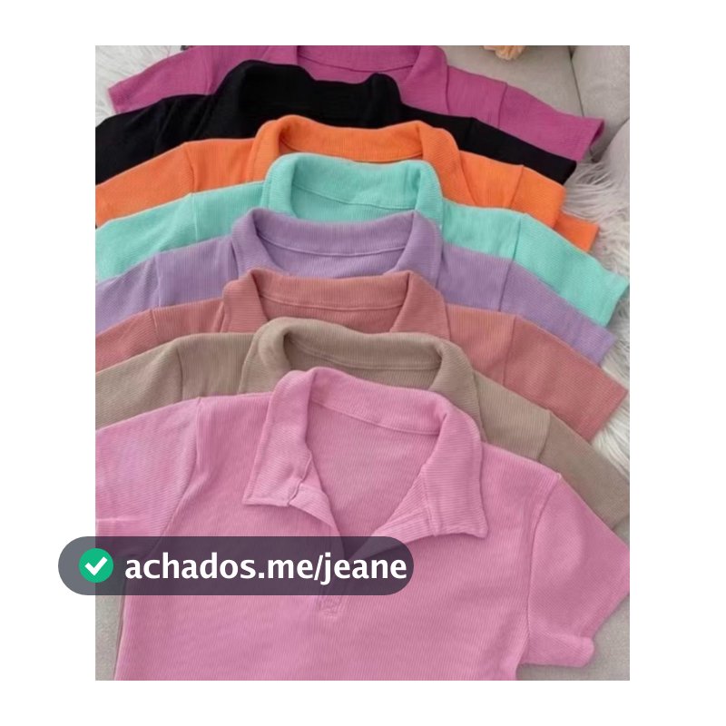 BLUSA GOLA POLO MODA FEMININA BÁSICO CAMISA BLUSINHA CASUAL SOCIAL TRABALHO RIBANA ALGODÃO MANGUINHA VERÃO DIA A DIA