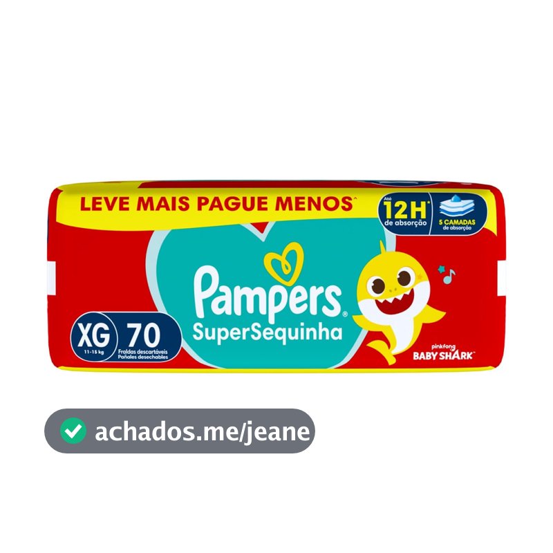 Fralda Descartável Pampers Supersequinha XG 70 Unidades