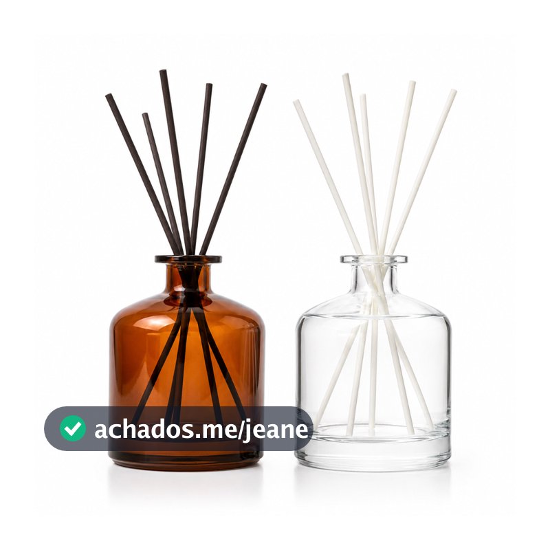 Difusor de Ambiente Elegante Vidro 500ml com 5 Varetas de Fibra 25cm Frasco Aromatizador Luxo