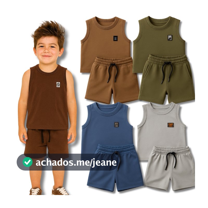 Kit 6 ou 8 Peças Conjunto Regata Monocromático Liso Masculino Infantil Juvenil