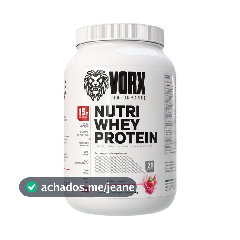 Nutri Whey Protein Pote 1kg Vorx - Proteína Concentrada - Whey Pro - Super Whey - Integral