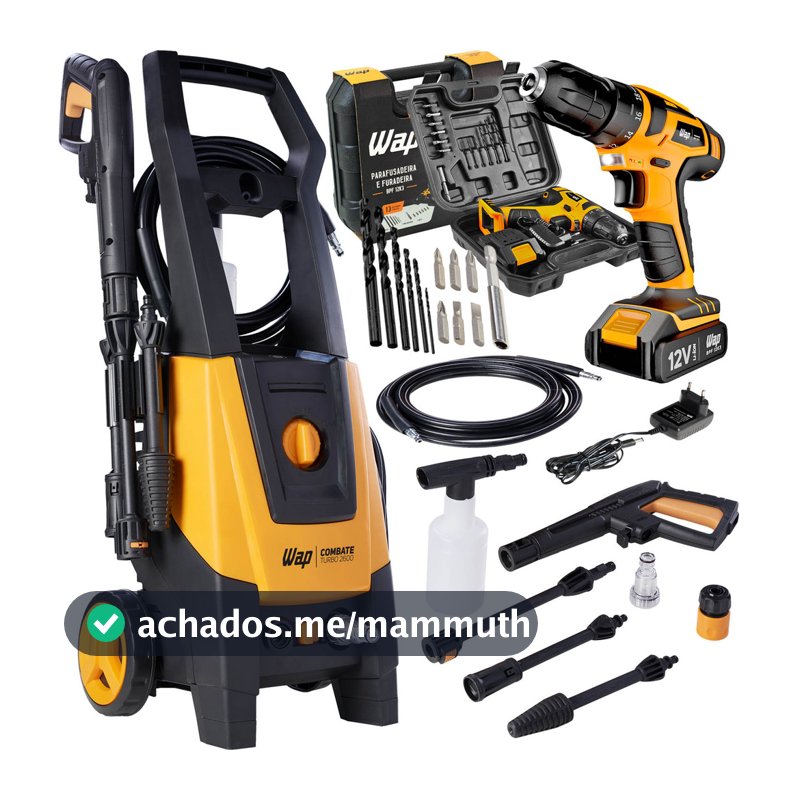 Lavadora de Alta Pressão Combate Turbo 2600 com Furadeira Maleta Broca Wap