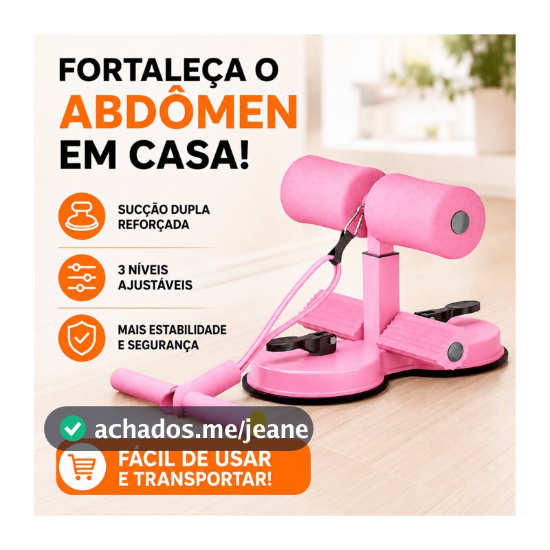 Aparelho Abdominal com Dupla Ventosa e Corda Elástica 3 Níveis Treino em Casa Fitness